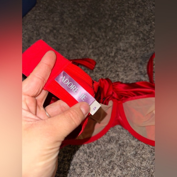 Adore Me Unlined Bow Bra Plus-Size Satin Balconette Bra with Underwire Size 2X - Picture 10 of 12